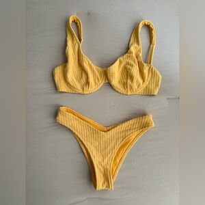 Abercrombie & Fitch Yellow Terry Wide Strap Underwire Bikini Set